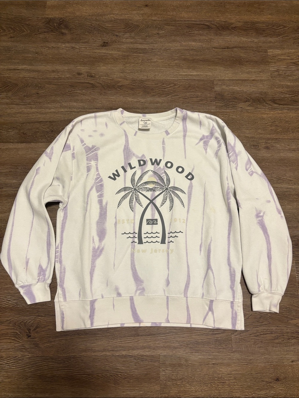 women’s purple and white wildwood crewneck
